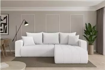 ALTDECOR Mila-L Ecksofa mit Schlaffunktion, Boucl&eacute;, wei&szlig;, 277x194x86cm (800002085602)