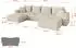 ALTDECOR Mila-U Wohnlandschaft U-Form mit Schlaffunktion, beige Bouclé, 378x194x86cm (800002085329)