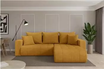 ALTDECOR Mila-L Ecksofa mit Schlaffunktion L-Form 277x194x86cm senfgelb Cord (800002085645)
