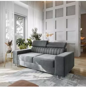 Masseno Solan Schlafsofa Velours-Stoff grau (800002130304)