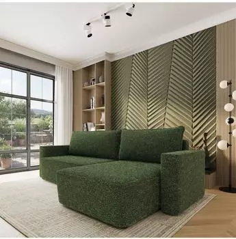 Masseno Belaro Ecksofa L-Form, Chenille, gr&uuml;n, mit Schlaffunktion (800001593254)