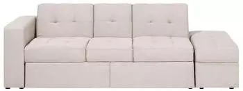 Beliani Falster 3-Sitzer-Schlafsofa mit Ottomane und Bettkasten, beige