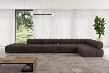 ALTDECOR Favio-L3 Ecksofa L-Form 7-Sitzer Velours braun 475x190cm (800001570286)