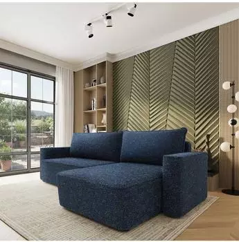 Masseno Belaro Ecksofa Chenille blau mit Schlaffunktion, L-Form (800001593240)