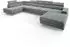 Masseno GAIAN Wohnlandschaft U-Form, Velours hellgrau, Schlaffunktion (800002130700)