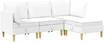 vidaXL Modulares Sofa-Set mit Stauraum, 4-tlg., wei&szlig; (Stoff)