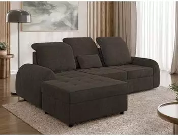 Mirjan24 Soreno Eckschlafsofa mit Bettkasten, L-Form links, dunkelbraun (800002107622)