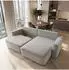 Masseno Belise Ecksofa hellgrau Velours mit Schlaffunktion, L-Form 252x162cm (800001592898)