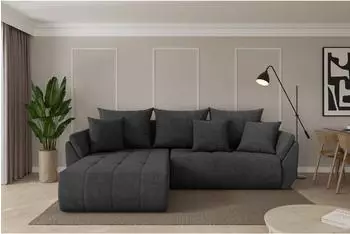 ALTDECOR TOKO-L Ecksofa mit Schlaffunktion, L-Form, dunkelgrau Velours, 277x194cm (800002085714)
