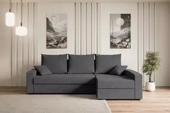 ALTDECOR Alesia-L Ecksofa mit Schlaffunktion und Bettkasten, Boucl&eacute;, grau, L-Form, 231x140x90cm (800001931872)