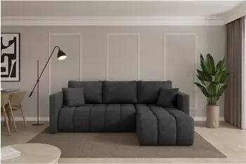ALTDECOR GARD-L Ecksofa mit Schlaffunktion, Velours, dunkelgrau, 226x146cm (800002085621)