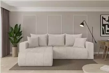 ALTDECOR MILA-L Ecksofa mit Schlaffunktion, Cord, creme, 277x194x86cm (800002085583)