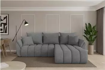 ALTDECOR TOKO-L-v1 Ecksofa mit Schlaffunktion, Velours, grau, 277x194cm (800002085453)