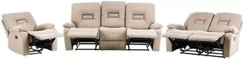 Beliani Bergen Elektrisch verstellbares 3-Sitzer-Sofa, hellbeige Samt (BERGEN)