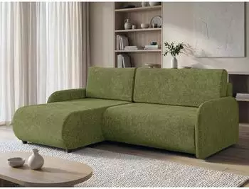 Mirjan24 Nest Ecksofa mit Schlaffunktion und Bettkasten, Chenille, gr&uuml;n (800002123045)