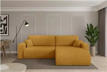 ALTDECOR BERY-L Ecksofa mit Schlaffunktion, Cord, senfgelb, 276x193cm (800002085960)