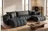 WFL GROUP Iris U Ecksofa mit Schlaffunktion & Bettkasten, grauer Samt, 382x184cm (800002100814)