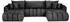 WFL GROUP Iris U Ecksofa mit Schlaffunktion & Bettkasten, grauer Samt, 382x184cm (800002100814)