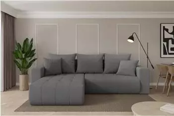 ALTDECOR MILA-L Ecksofa mit Schlaffunktion, Boucl&eacute;, grau, L-Form 277x194cm (800002085560)