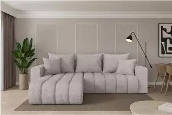 ALTDECOR MILA-L-v1 Ecksofa mit Schlaffunktion, Hellgrau, Velours, 277x195x86cm (800002085757)