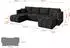ALTDECOR Gard-U Wohnlandschaft U-Form mit Schlaffunktion & Bettkasten, Velours schwarz, 300x146x85cm (800002086027)