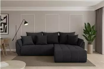 ALTDECOR TOKO-L Ecksofa mit Schlaffunktion Velours schwarz 277x194x86cm (800002085430)