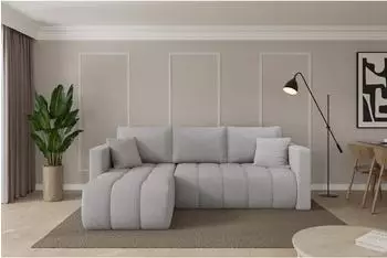 ALTDECOR GARD-L Ecksofa mit Schlaffunktion, hellgrau Boucl&eacute;, L-Form 226x146cm (800002085347)