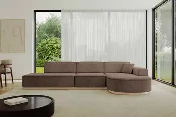 ALTDECOR ARRIO-L2 Ecksofa L-Form, Velours, braun, 328x171x83cm