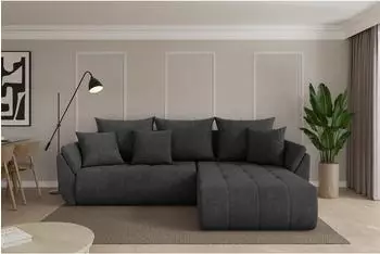 ALTDECOR TOKO-L Ecksofa mit Schlaffunktion, Velours, dunkelgrau, 277x194cm (800002085376)