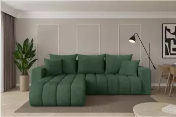 ALTDECOR MILA-L-v1 Ecksofa mit Schlaffunktion, Cord, dunkelgr&uuml;n, L-Form 277x195cm (800002085779)