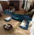 Masseno GAIAN Wohnlandschaft U-Form blau Velours mit Schlaffunktion (800002130692)