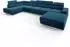 Masseno GAIAN Wohnlandschaft U-Form blau Velours mit Schlaffunktion (800002130692)