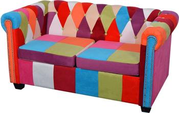 vidaXL Chesterfield Sofa 2-Sitzer Stoff (243180) bunt