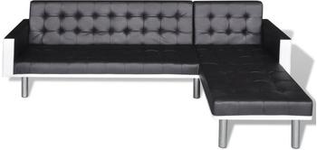 vidaXL Ecksofa mit Schlaffunktion Kunstleder Schwarz (244328)