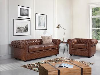 Beliani Ledersofa Chesterfield Old Style braun