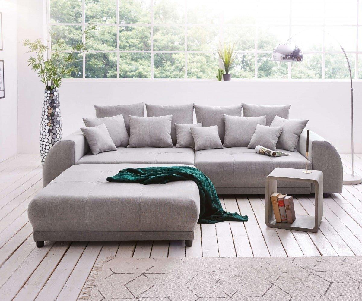 DeLife Big-Sofa Violetta 310x135 cm Grau inklusive Hocker (12479) Test TOP  Angebote ab 1.199,90 € (Juli 2023)
