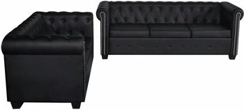 vidaXL Schwarzes Chesterfield 2-Sitzer und 3-Sitzer-Sofa Set (272249)