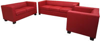Mendler 3-2-1 Sofagarnitur Couchgarnitur Loungesofa Lille ~ Leder, rot