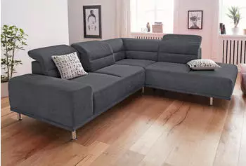 sit&more Ecksofa 263 x 234 cm Ottomane rechts Altara Nubuck grau