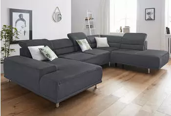 sit&more Wohnlandschaft 332 x 111 cm Recamiere links Altara Nubuck grau