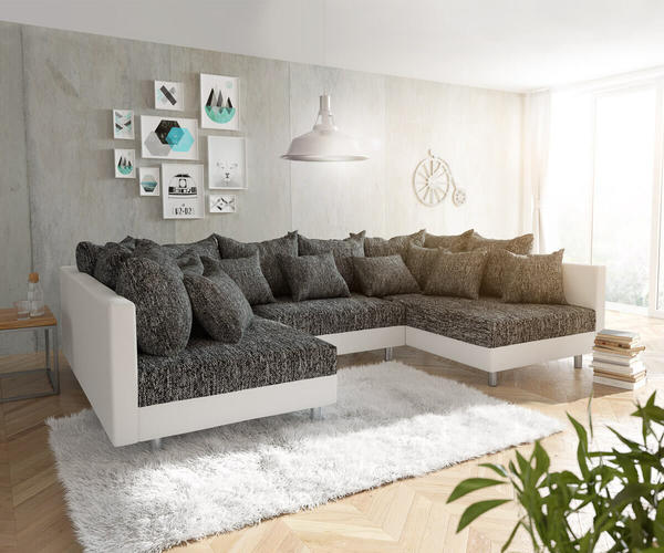 DeLife Clovis Modulares Sofa weiß/schwarz