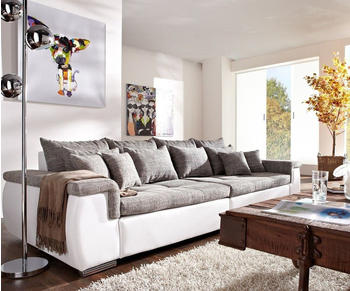 DeLife Sofa Navin 275x116 cm hellgrau weiß Couch mit Kissen