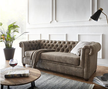DeLife Sofa Chesterfield 3-Sitzer 200x88 cm Vintage taupe