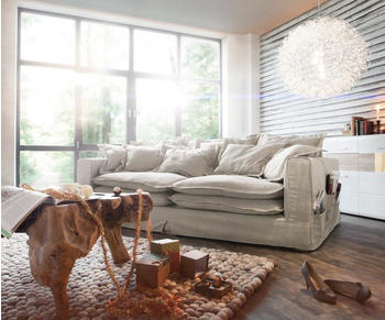 DeLife Hussensofa Noelia 240x145 cm Elfenbeinfarben mit Kissen