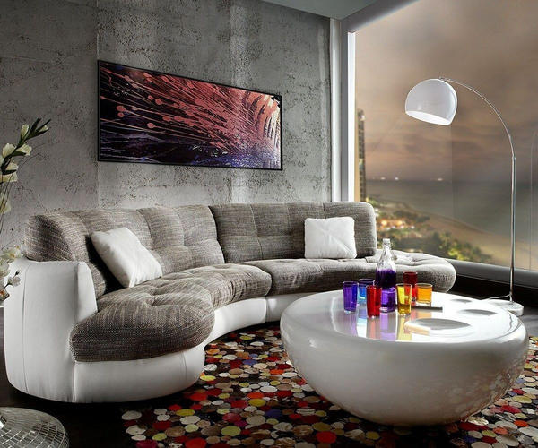 DeLife Sofa Napoli 300x95cm weiß hellgrau mit Kissen