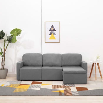 vidaXL Convertible Couch 3 Sitters Light Grey