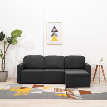 vidaXL Convertible Couch 3 Sitters Dark Grey