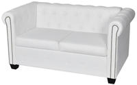 vidaXL Chesterfield-Sofa 2-Sitzer Kunstleder Wei&szlig;