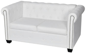 vidaXL Chesterfield Sofa 2-Sitzer Kunstleder weiß