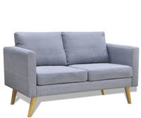 vidaXL Sofa 2-Sitzer Stoff Hellgrau